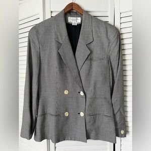Vintage Christian Dior Women's Black and White Checkered Blazer